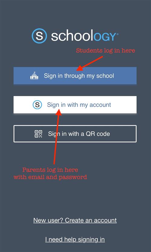 Schoology Login screen